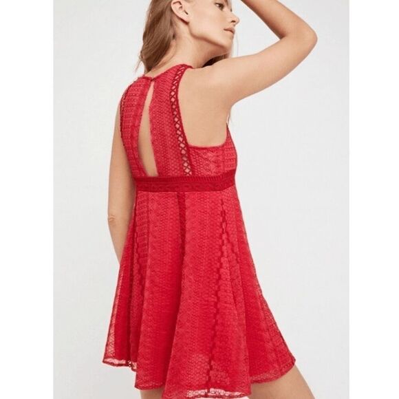 Free People Women’s 2 Wherever You Go Red Lace Dress - Picture 3 of 12
